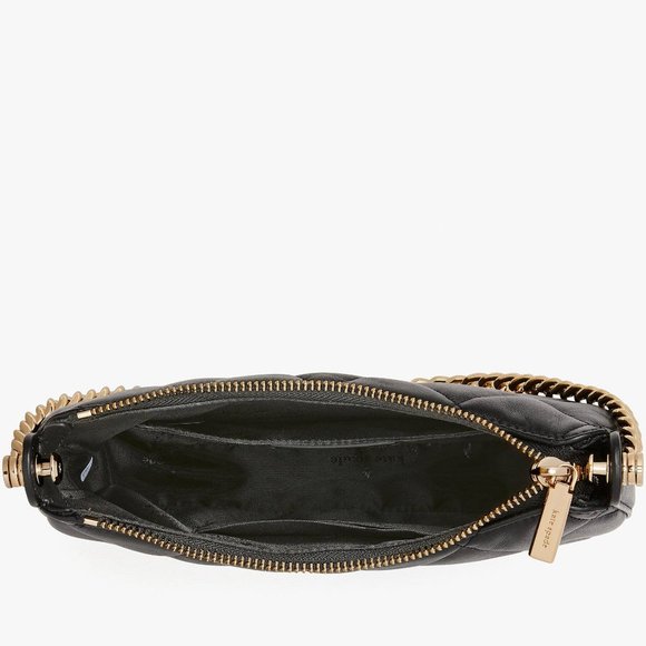 New Kate Spade Carey Zip Top Crossbody Quilted Smooth Leather Black - Picture 4 of 6